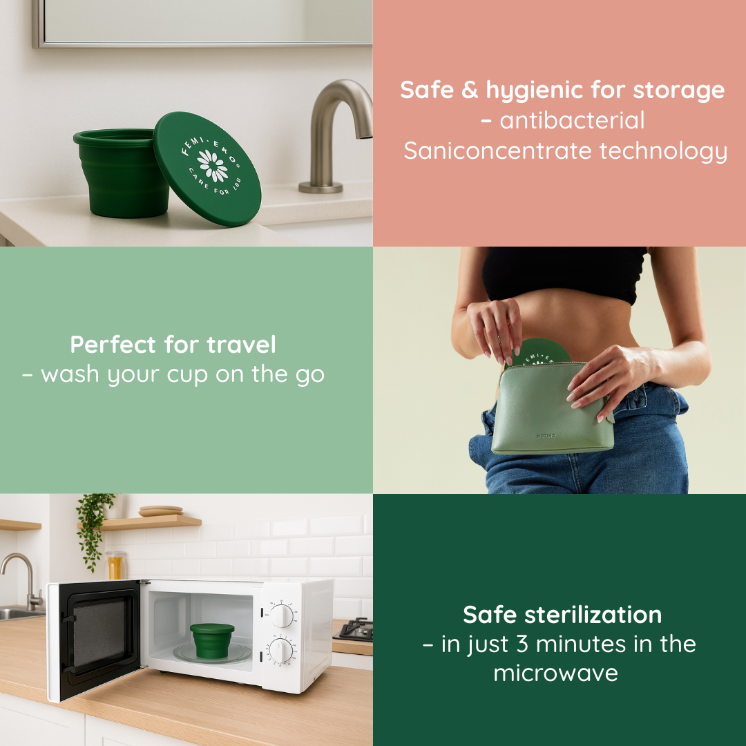 foldbar og kompakt desinfektionskop til rejse | foldable portable menstrual cup sterilizer