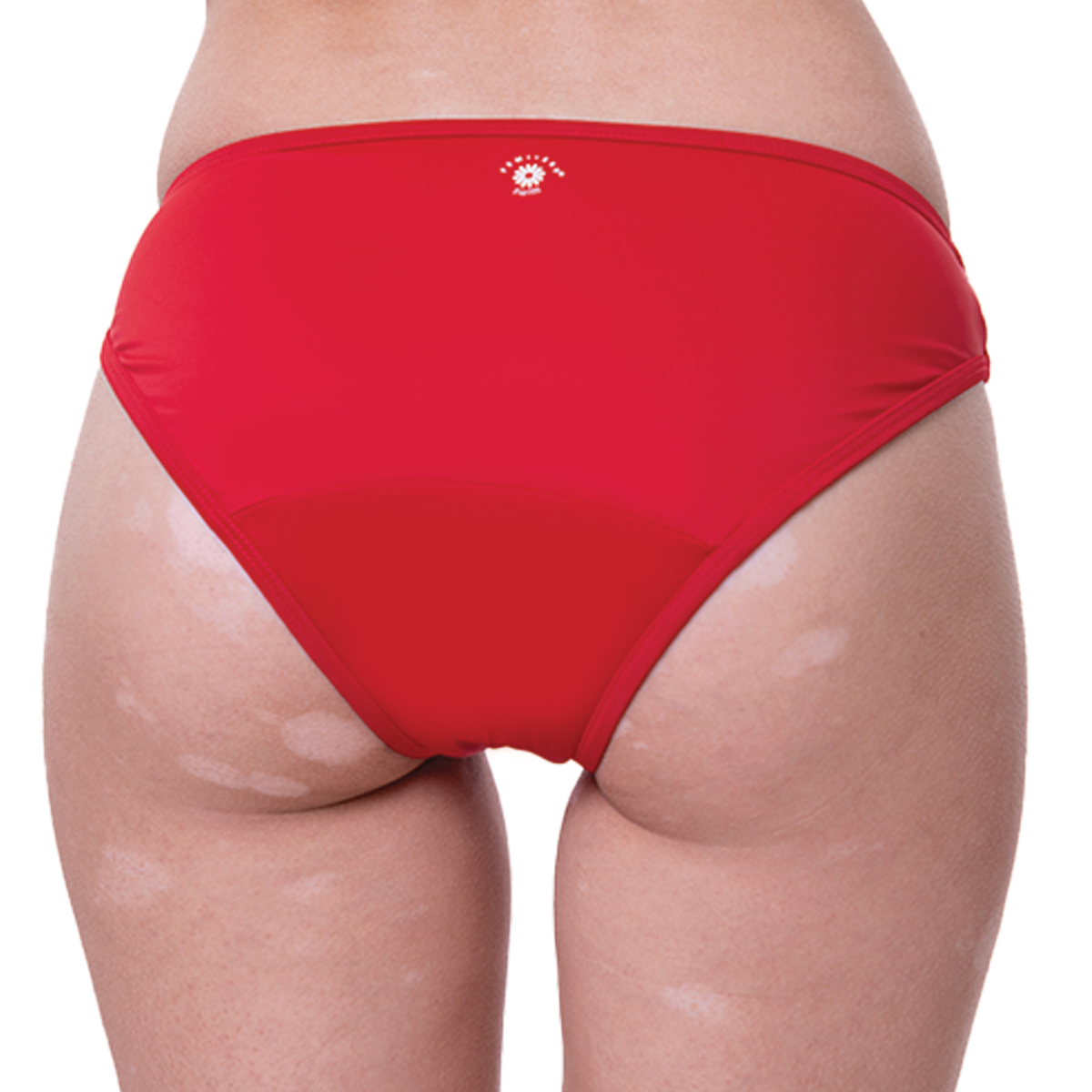 Rød menstruationsbikini Maja, UV30+, fra Femi.Eko®, til strand og pool
