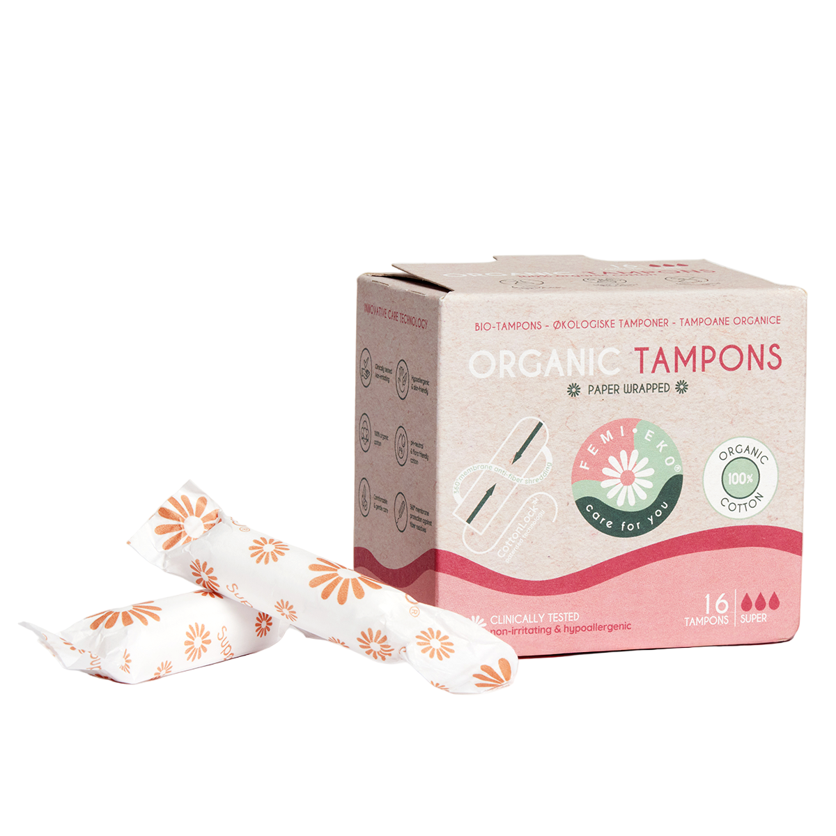 Bio-Baumwolltampons | Super | 16 Stück