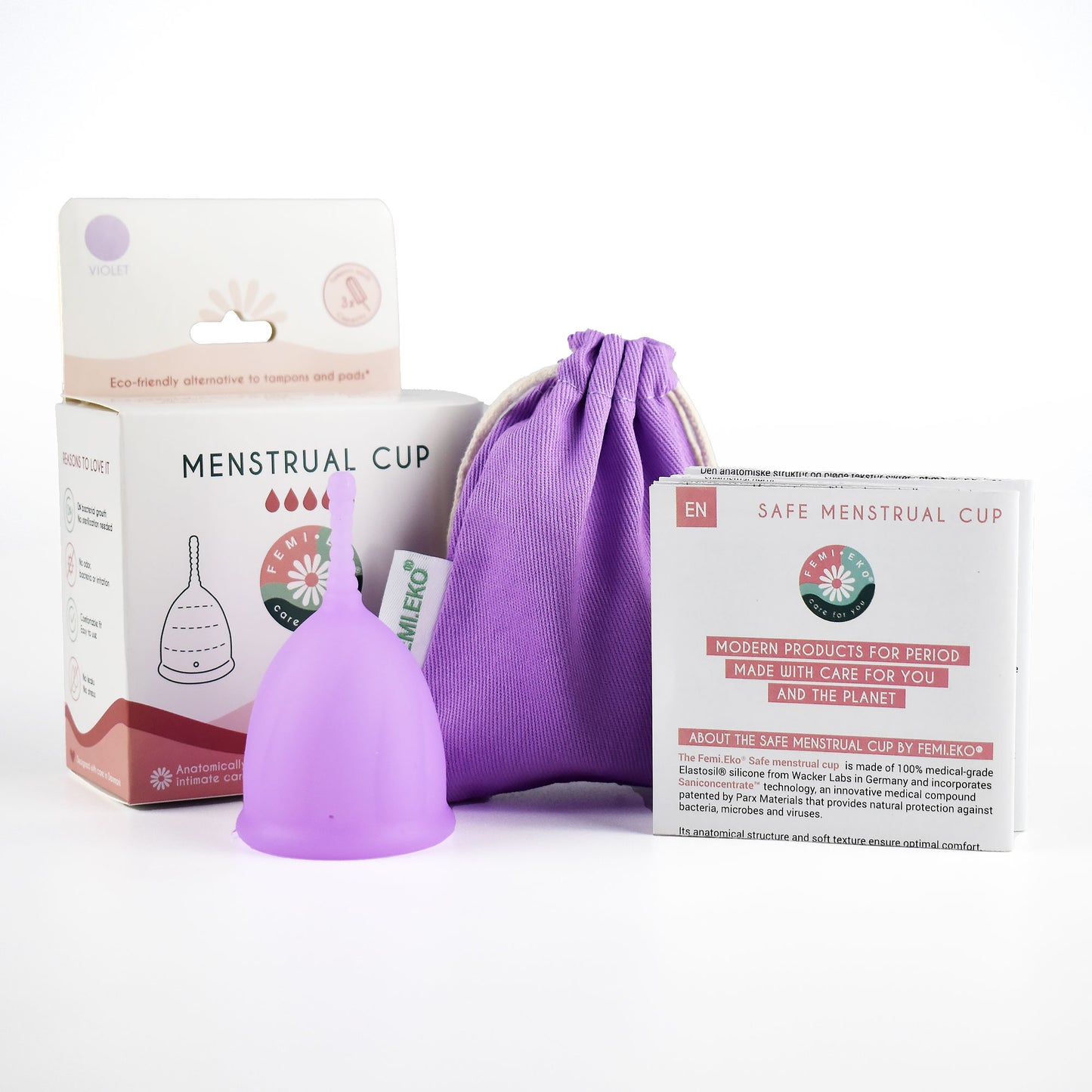 Safe menstrual cup | Size S | Antibacterial | Purple