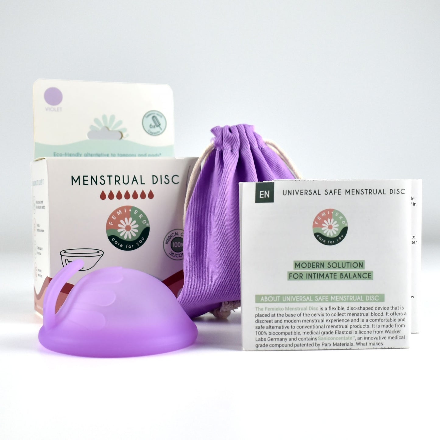 Universal Safe Soft Menstruationsdisk | Antibakteriel | Lilla