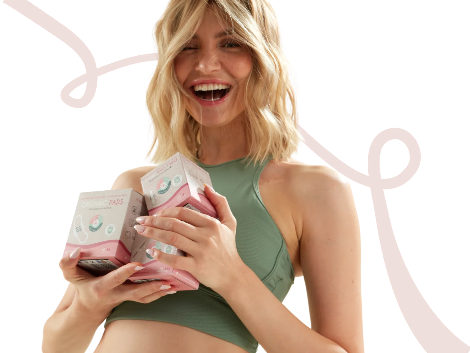 Frau mit FemiEko Bio-Produkten