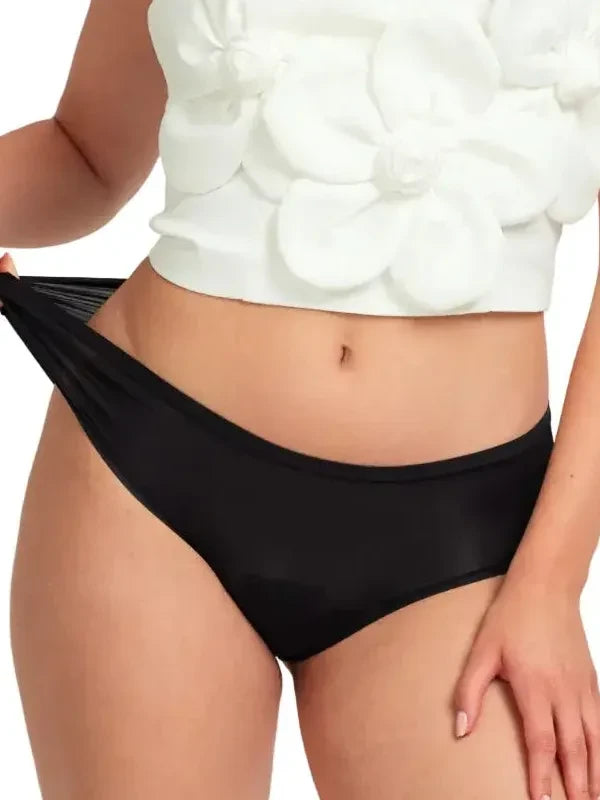 Schwarze Flexi-Periodenunterwäsche, das echte Produktfoto.